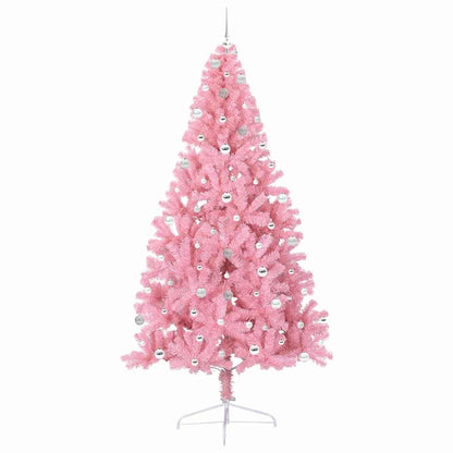 Konstgjord Förbelyst Julgran med 300 LED-lampor Rosa 240 cm PVC