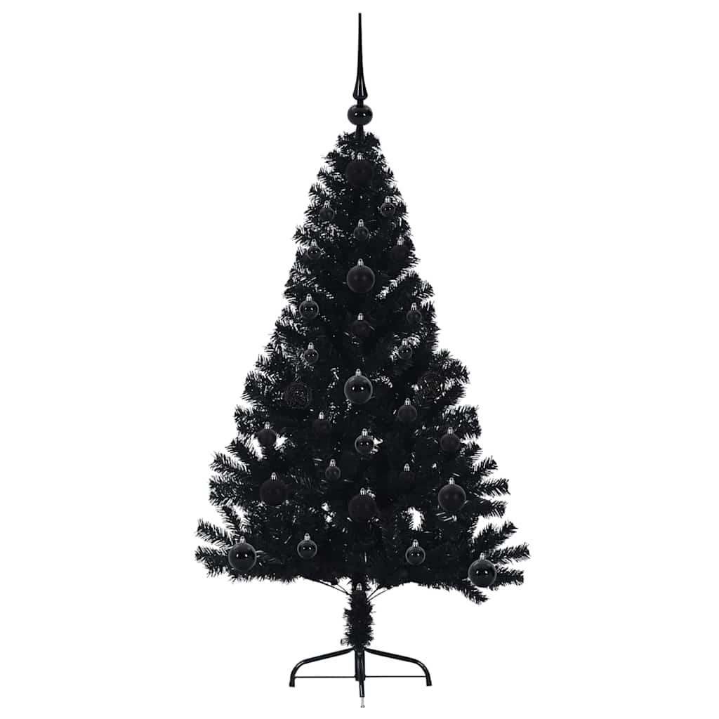 Konstgjord Förbelyst Julgran Svart 120 cm PVC