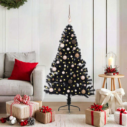 Konstgjord Förbelyst Julgran Svart 150 cm PVC