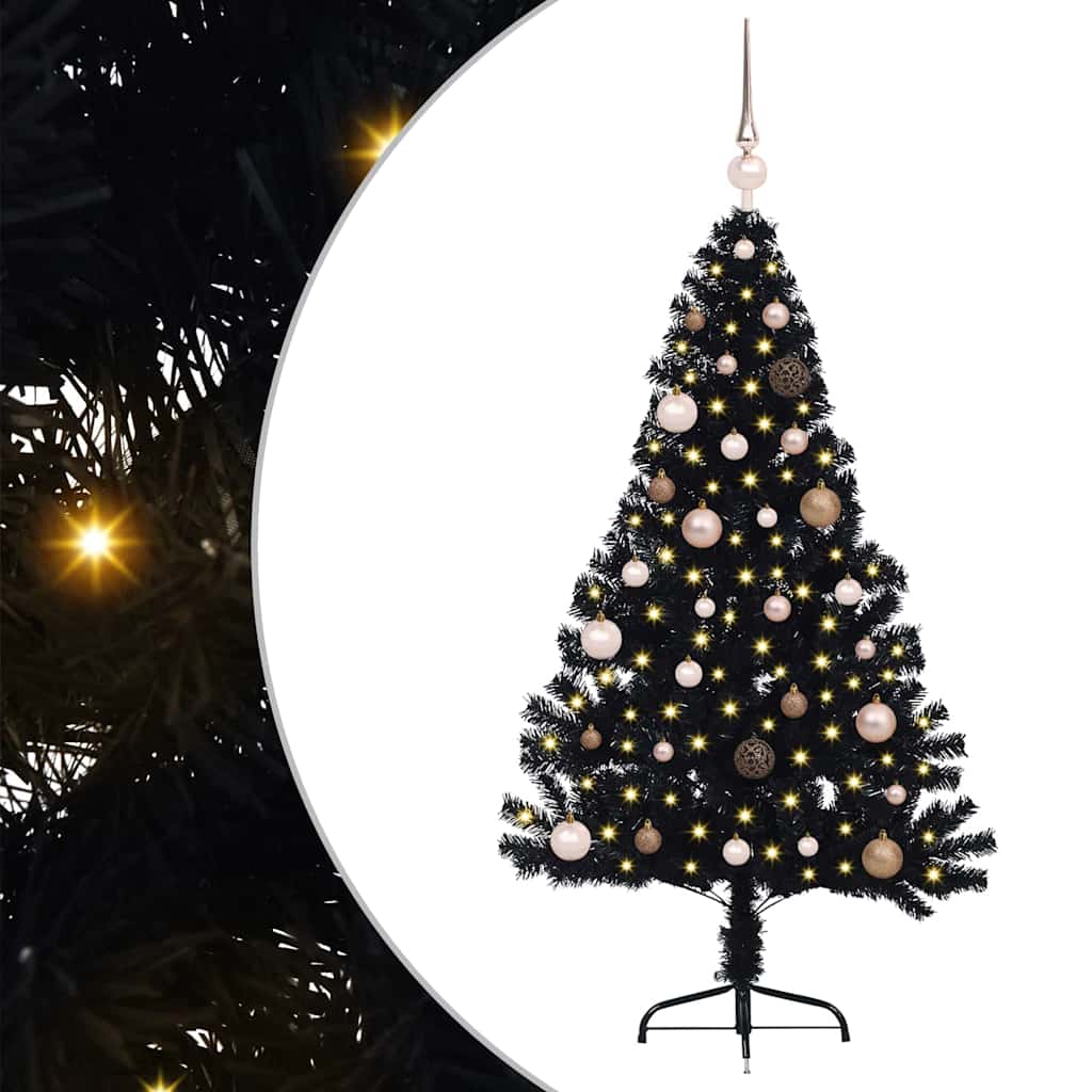 Konstgjord Förbelyst Julgran Svart 150 cm PVC