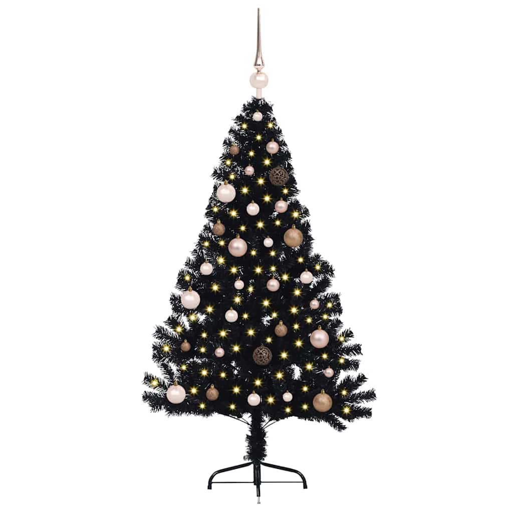 Konstgjord Förbelyst Julgran Svart 150 cm PVC