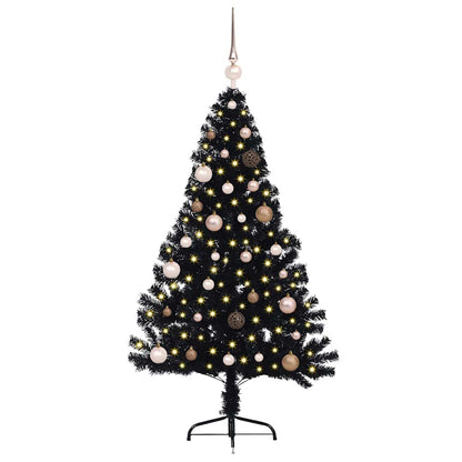 Konstgjord Förbelyst Julgran Svart 150 cm PVC