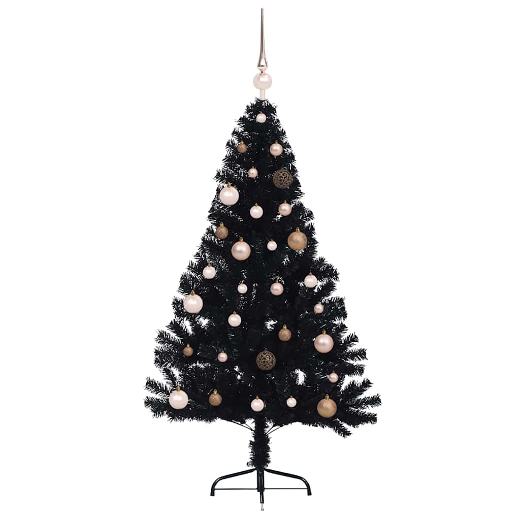 Konstgjord Förbelyst Julgran Svart 150 cm PVC