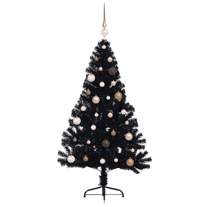 Konstgjord Förbelyst Julgran Svart 150 cm PVC