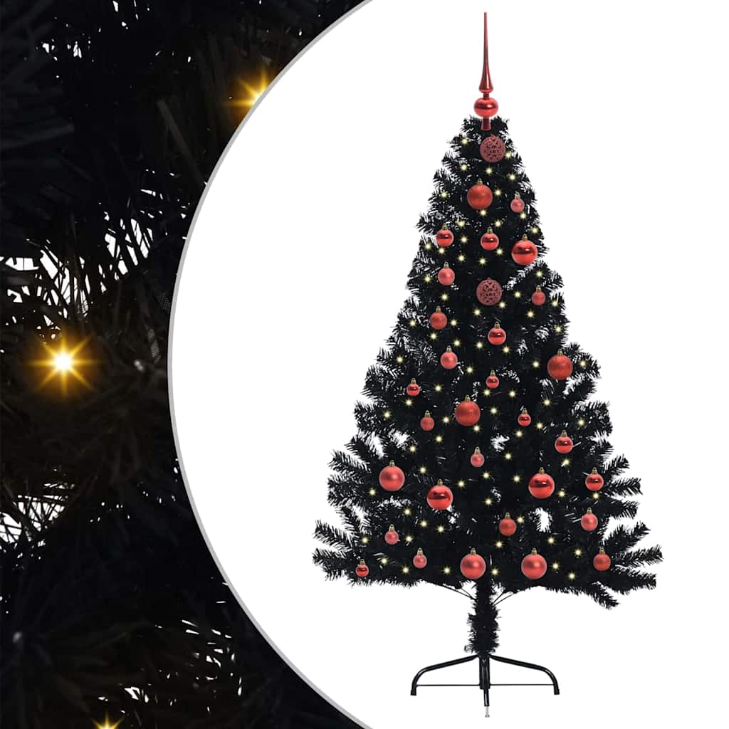 Konstgjord Förbelyst Julgran Svart 150 cm PVC