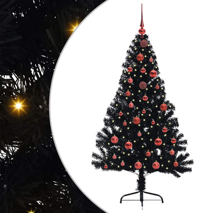 Konstgjord Förbelyst Julgran Svart 150 cm PVC