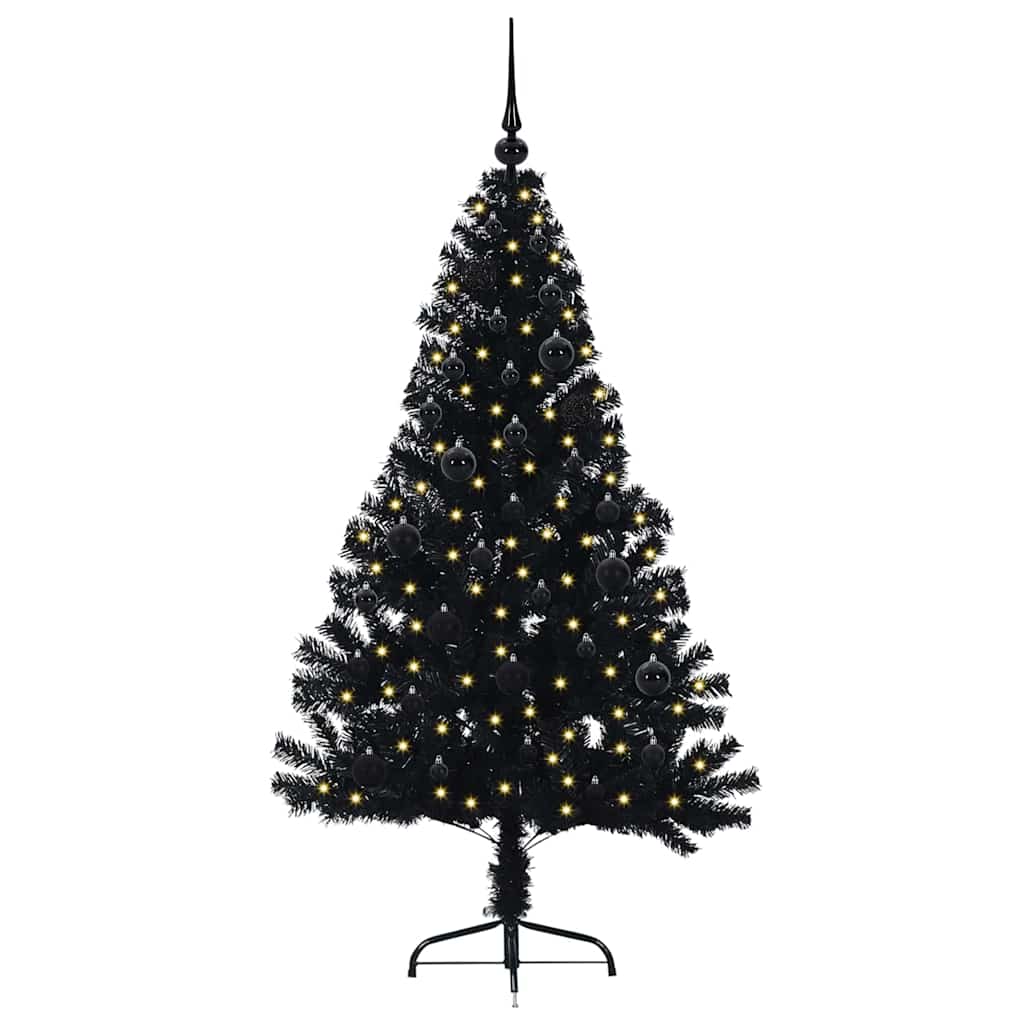 Konstgjord Förbelyst Julgran Svart 150 cm PVC
