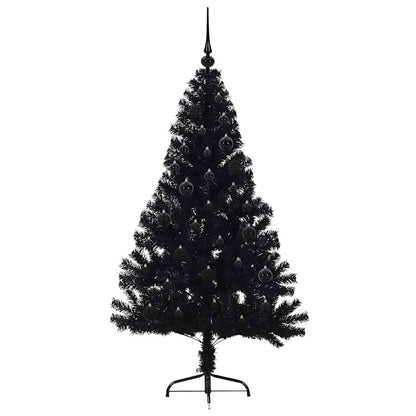 Konstgjord Förbelyst Julgran Svart 150 cm PVC
