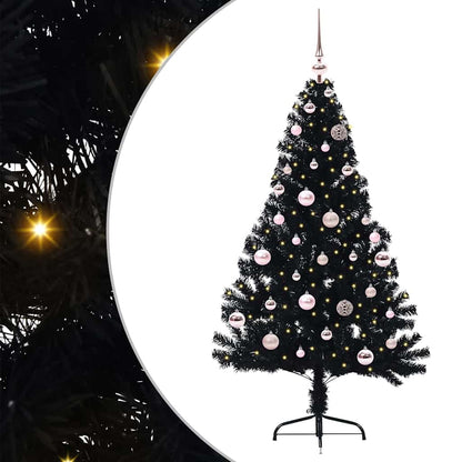 Konstgjord Förbelyst Julgran Svart 150 cm PVC