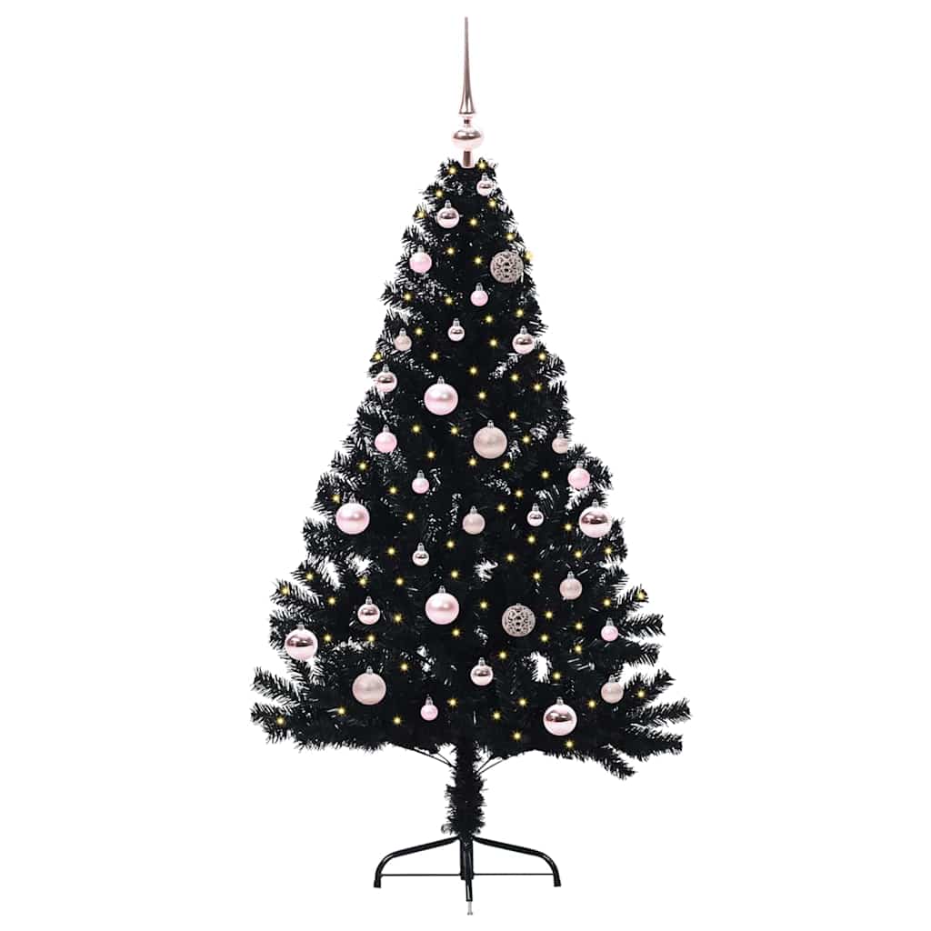 Konstgjord Förbelyst Julgran Svart 150 cm PVC