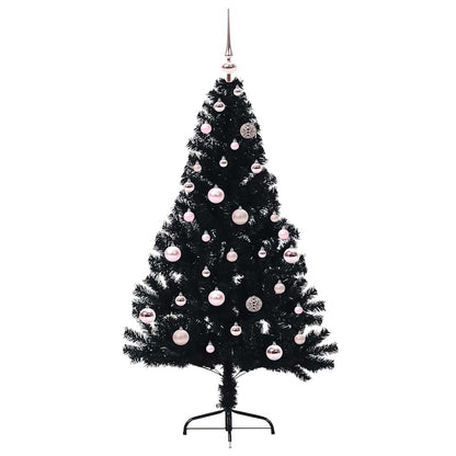 Konstgjord Förbelyst Julgran Svart 150 cm PVC
