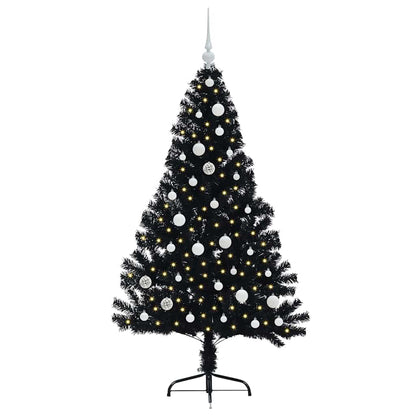 Konstgjord Förbelyst Julgran Svart 150 cm PVC