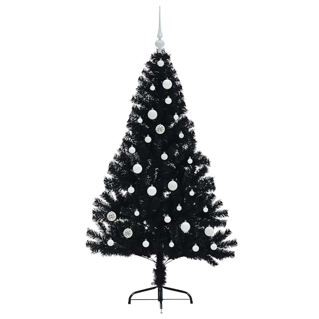 Konstgjord Förbelyst Julgran Svart 150 cm PVC