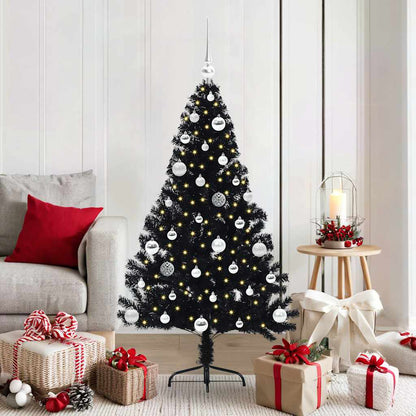 Konstgjord Förbelyst Julgran Svart 150 cm PVC