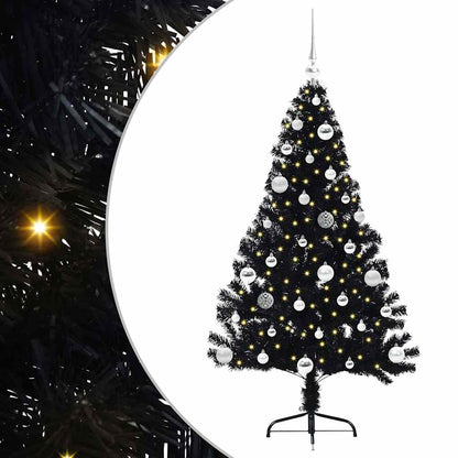 Konstgjord Förbelyst Julgran Svart 150 cm PVC