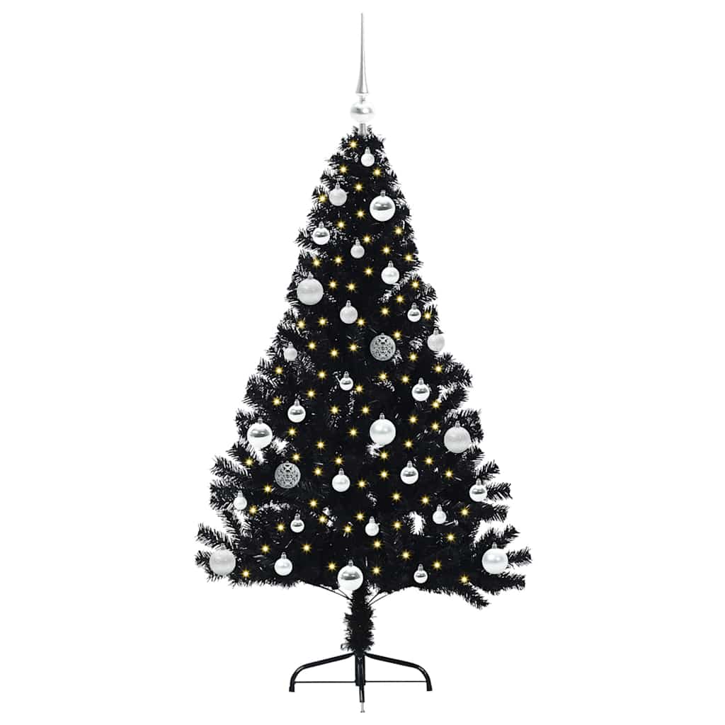 Konstgjord Förbelyst Julgran Svart 150 cm PVC