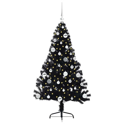 Konstgjord Förbelyst Julgran Svart 150 cm PVC