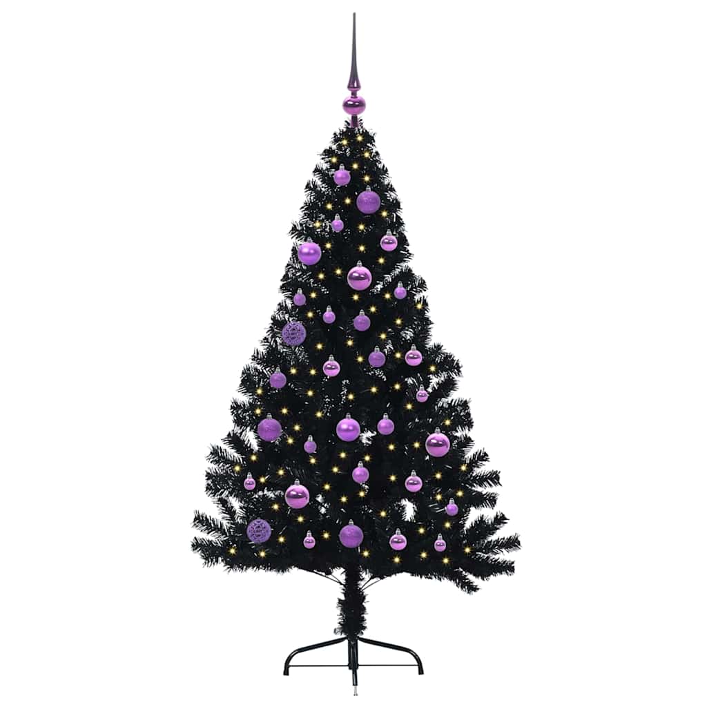 Konstgjord Förbelyst Julgran Svart 150 cm PVC