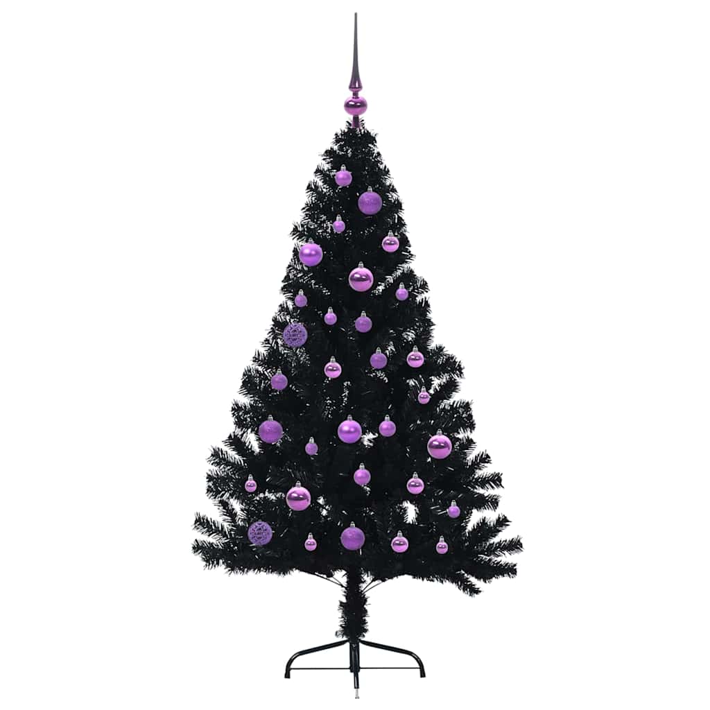 Konstgjord Förbelyst Julgran Svart 150 cm PVC