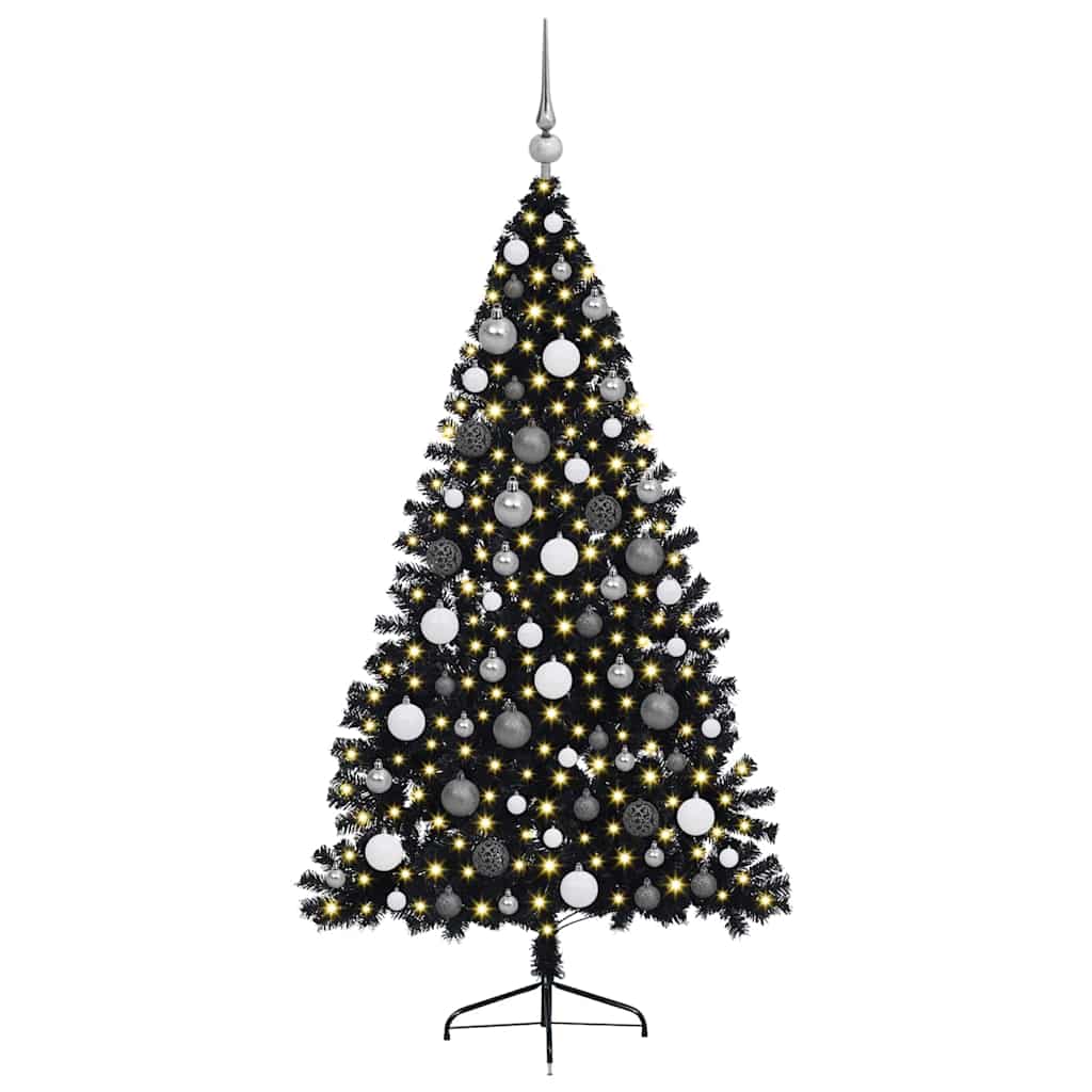 Konstgjord Förbelyst Julgran Svart 180 cm PVC
