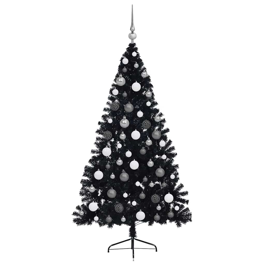 Konstgjord Förbelyst Julgran Svart 180 cm PVC