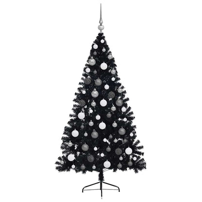Konstgjord Förbelyst Julgran Svart 180 cm PVC