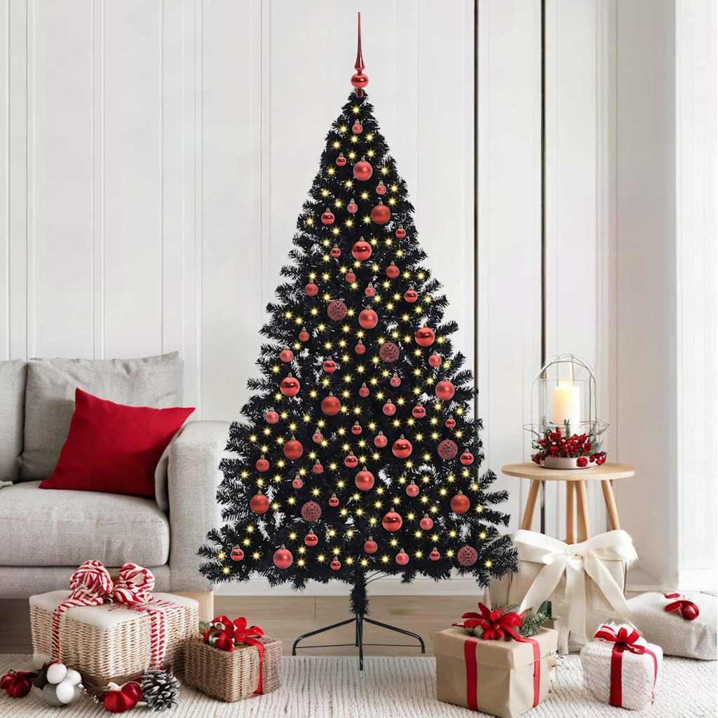 Konstgjord Förbelyst Julgran Svart 180 cm PVC