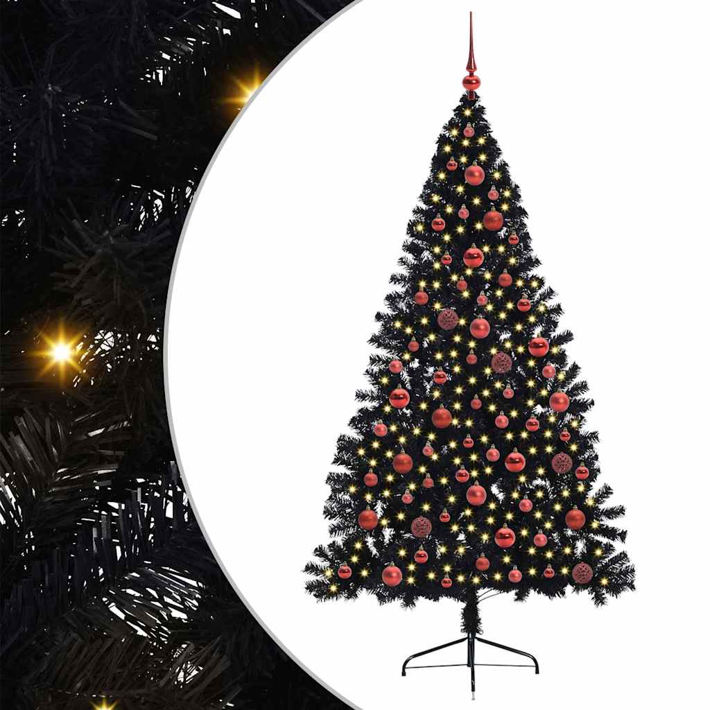 Konstgjord Förbelyst Julgran Svart 180 cm PVC