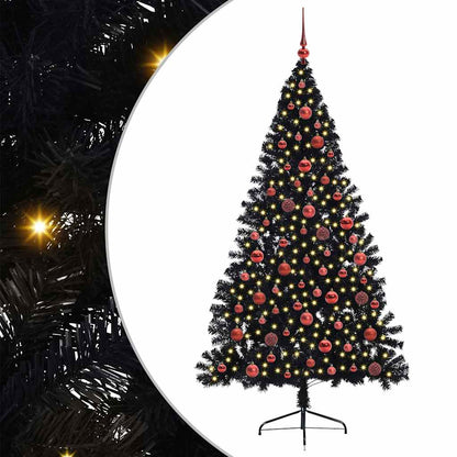 Konstgjord Förbelyst Julgran Svart 180 cm PVC