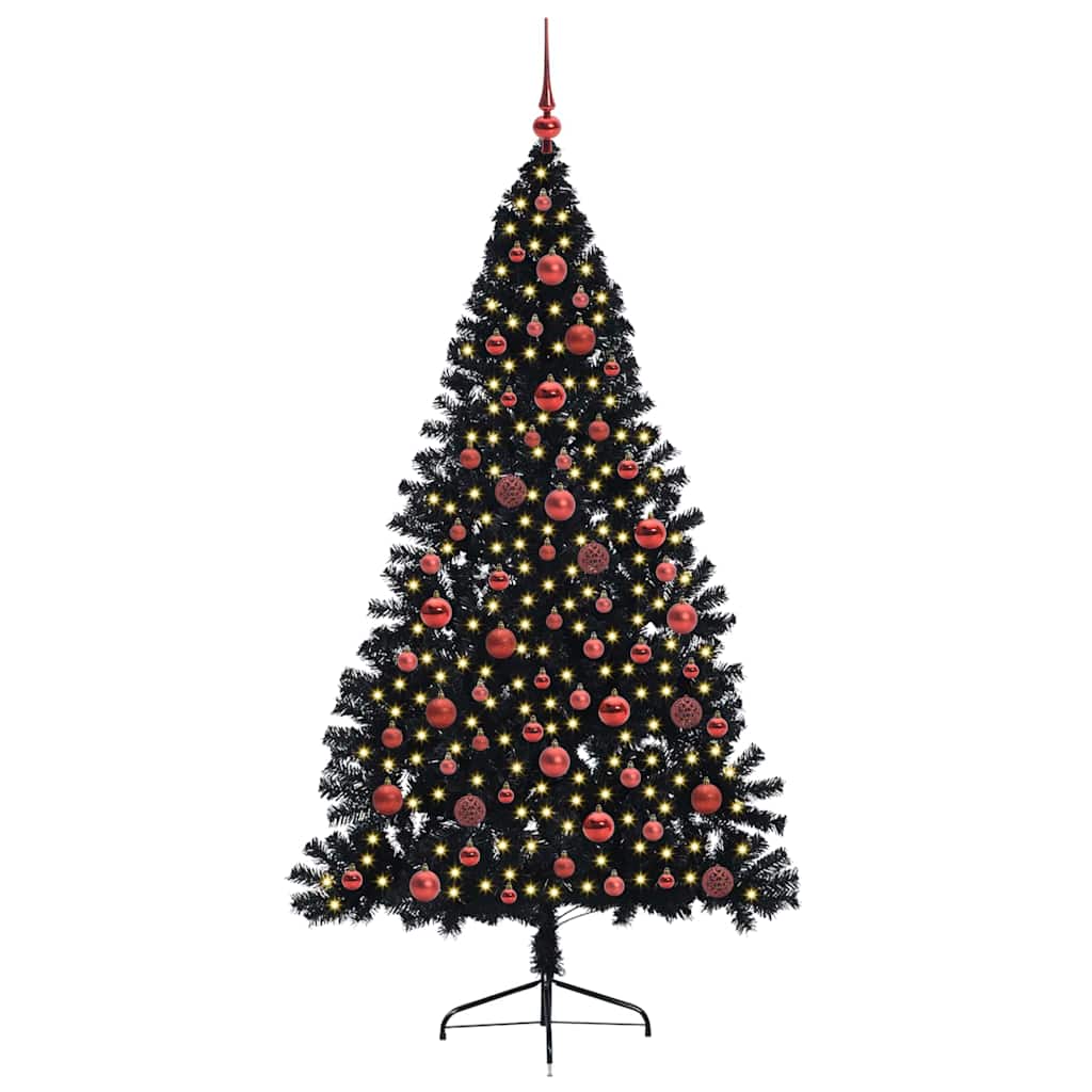 Konstgjord Förbelyst Julgran Svart 180 cm PVC