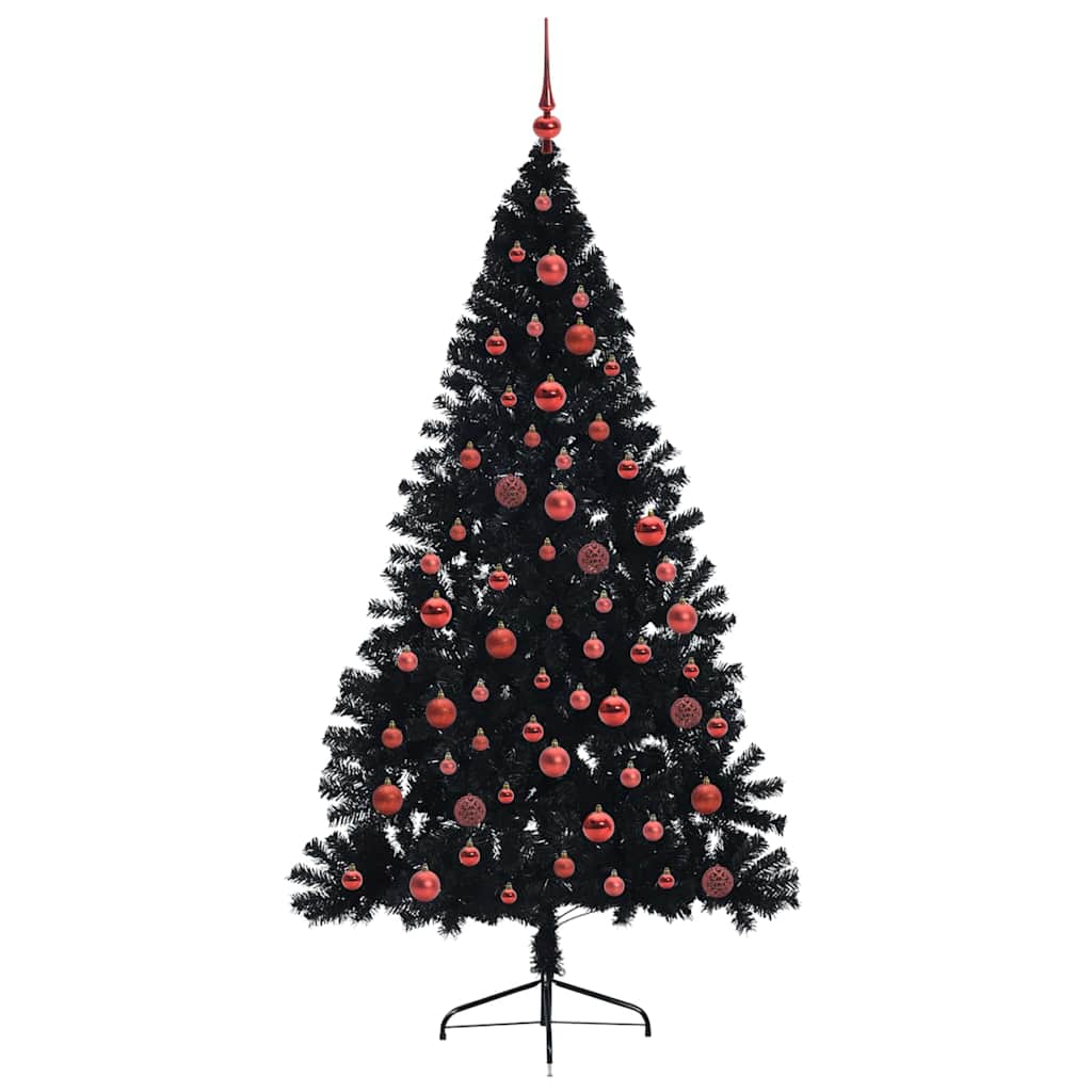 Konstgjord Förbelyst Julgran Svart 180 cm PVC