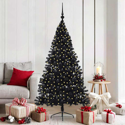 Konstgjord Förbelyst Julgran Svart 180 cm PVC