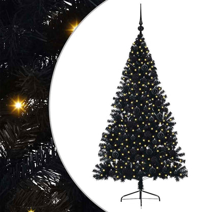 Konstgjord Förbelyst Julgran Svart 180 cm PVC