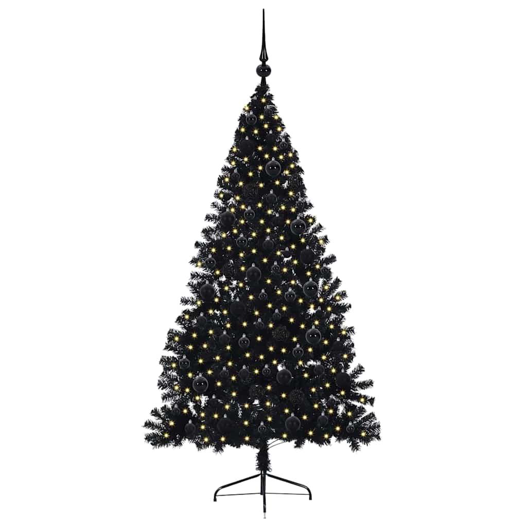 Konstgjord Förbelyst Julgran Svart 180 cm PVC