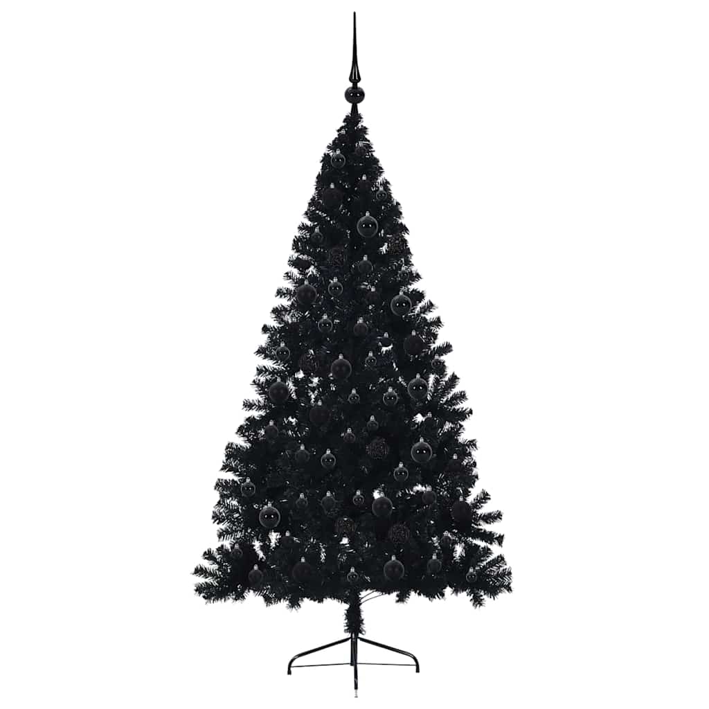 Konstgjord Förbelyst Julgran Svart 180 cm PVC