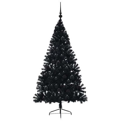 Konstgjord Förbelyst Julgran Svart 180 cm PVC