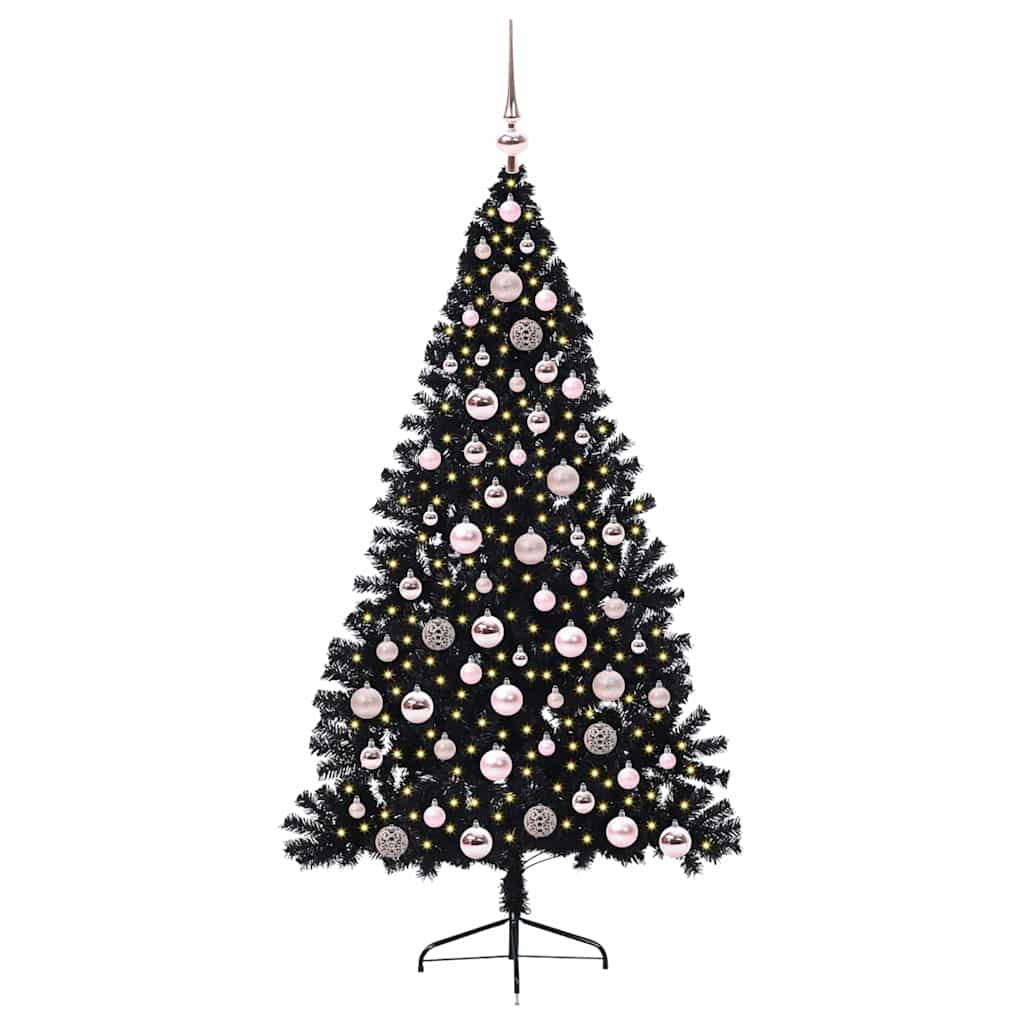 Konstgjord Förbelyst Julgran Svart 180 cm PVC