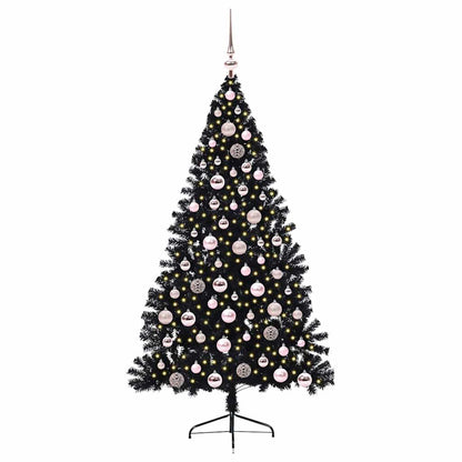 Konstgjord Förbelyst Julgran Svart 180 cm PVC