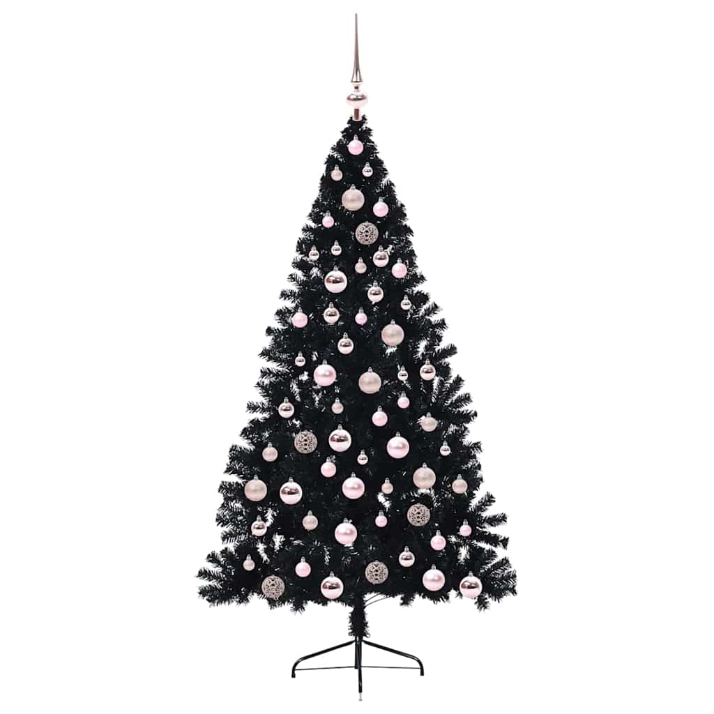 Konstgjord Förbelyst Julgran Svart 180 cm PVC