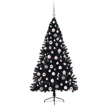 Konstgjord Förbelyst Julgran Svart 180 cm PVC