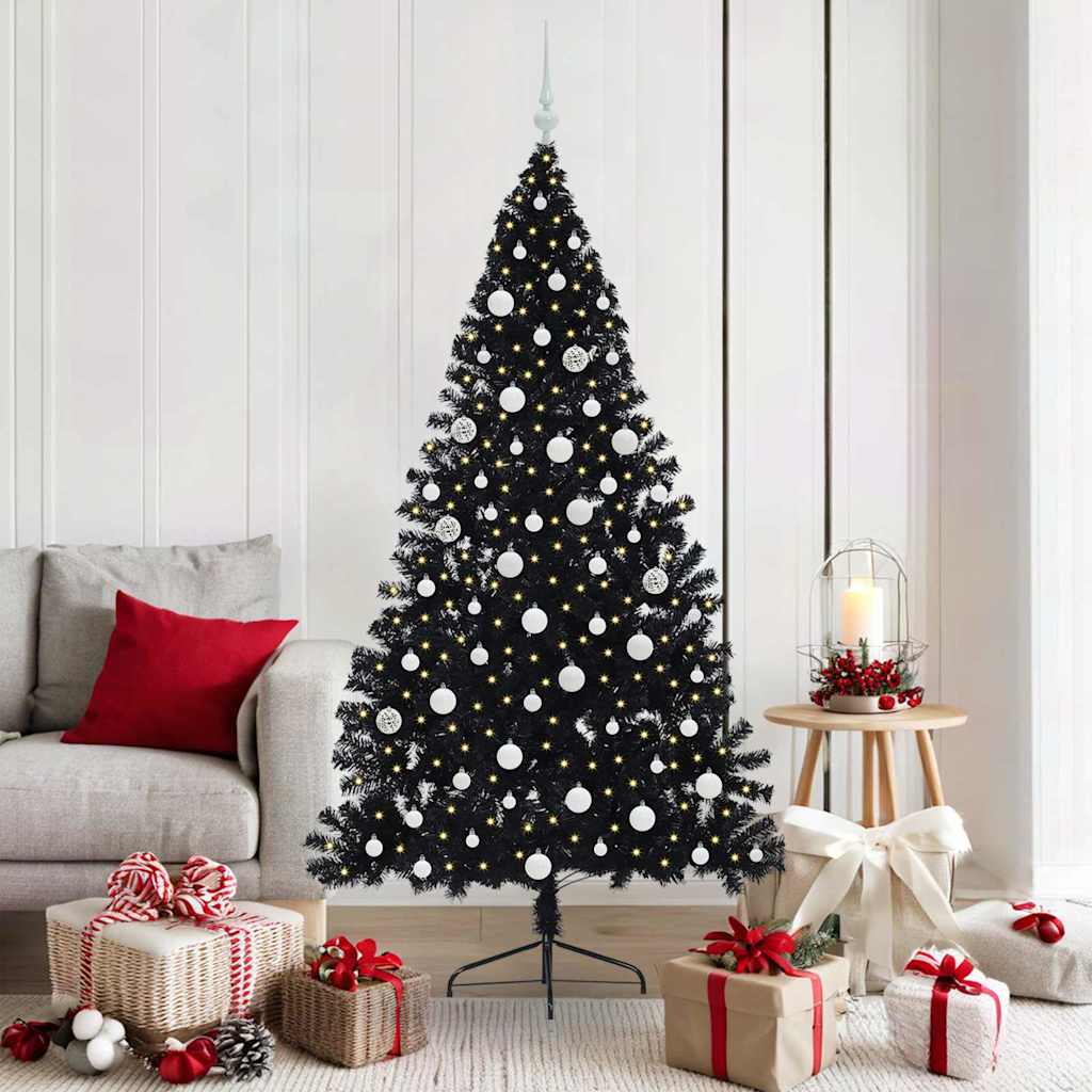 Konstgjord Förbelyst Julgran Svart 180 cm PVC