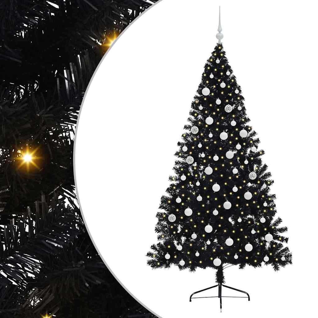 Konstgjord Förbelyst Julgran Svart 180 cm PVC