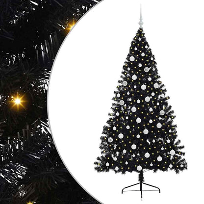 Konstgjord Förbelyst Julgran Svart 180 cm PVC