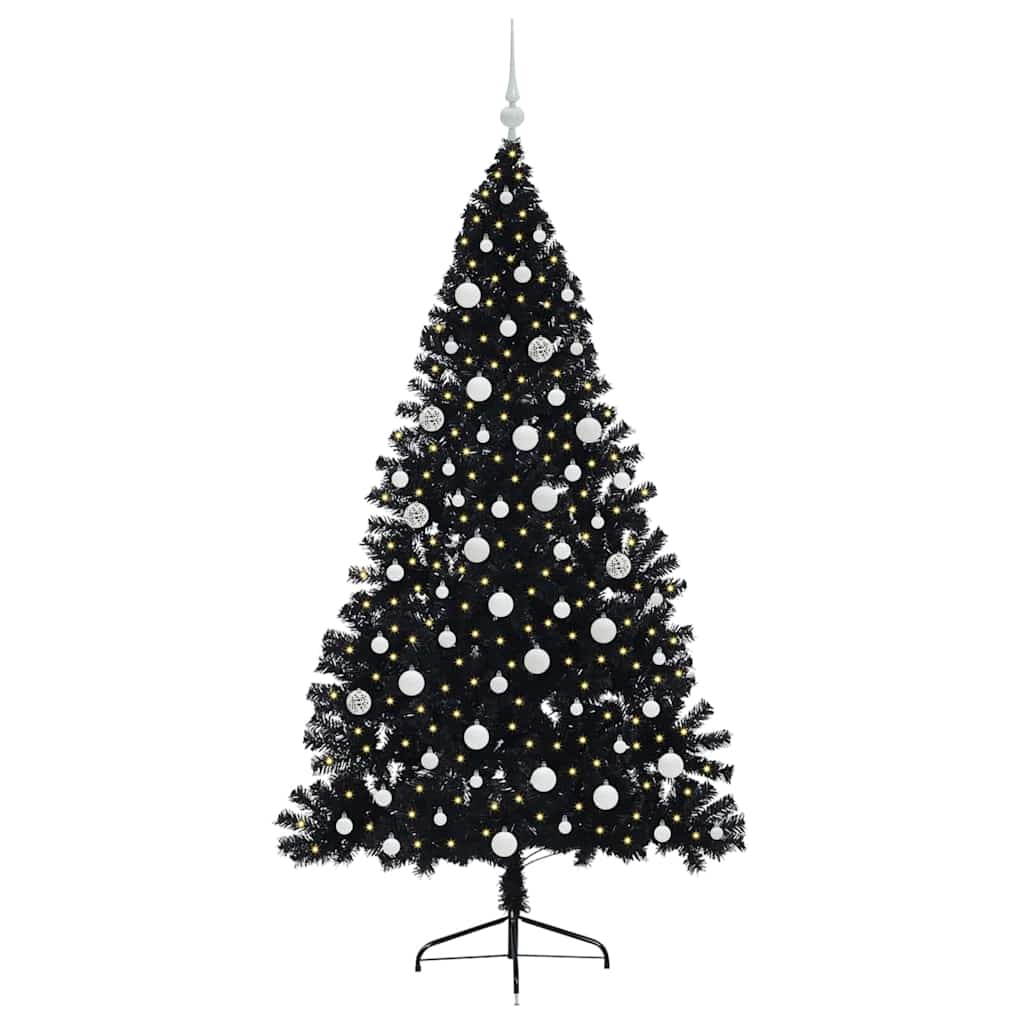 Konstgjord Förbelyst Julgran Svart 180 cm PVC
