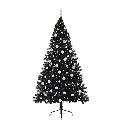 Konstgjord Förbelyst Julgran Svart 180 cm PVC