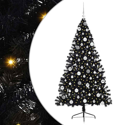 Konstgjord Förbelyst Julgran Svart 180 cm PVC