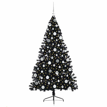 Konstgjord Förbelyst Julgran Svart 180 cm PVC