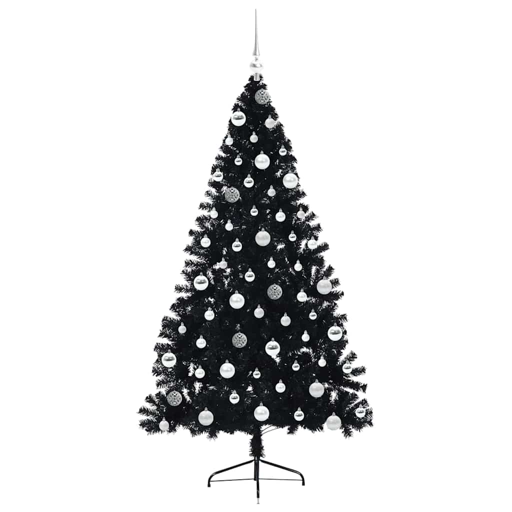 Konstgjord Förbelyst Julgran Svart 180 cm PVC