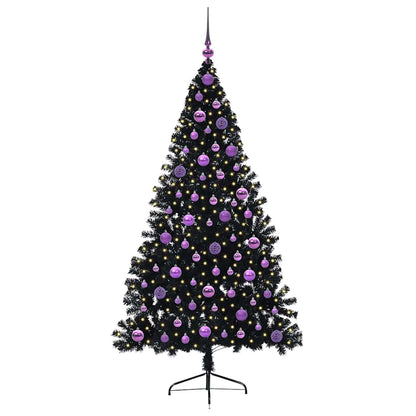 Konstgjord Förbelyst Julgran Svart 180 cm PVC