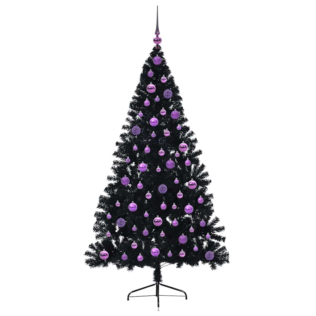 Konstgjord Förbelyst Julgran Svart 180 cm PVC